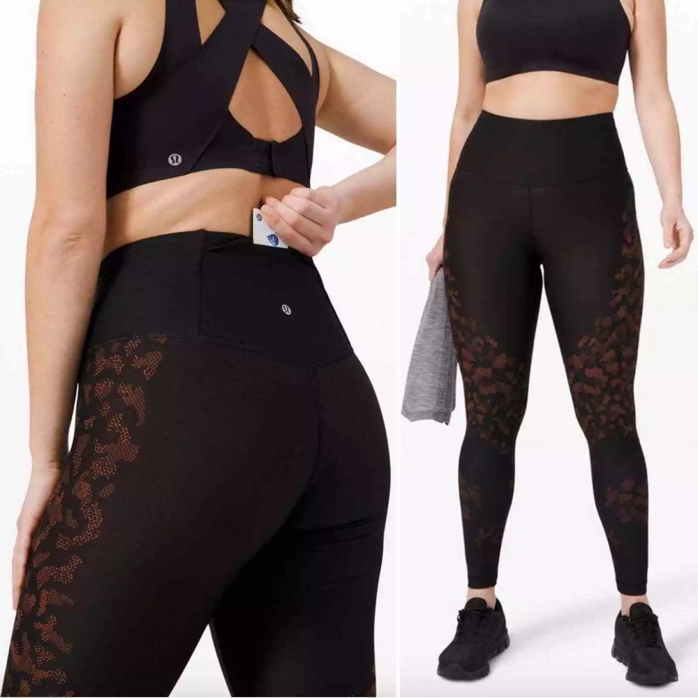 Lululemon Mapped Out High Rise Tights Womens 4 Camo 28 Inch Breathable Stretch